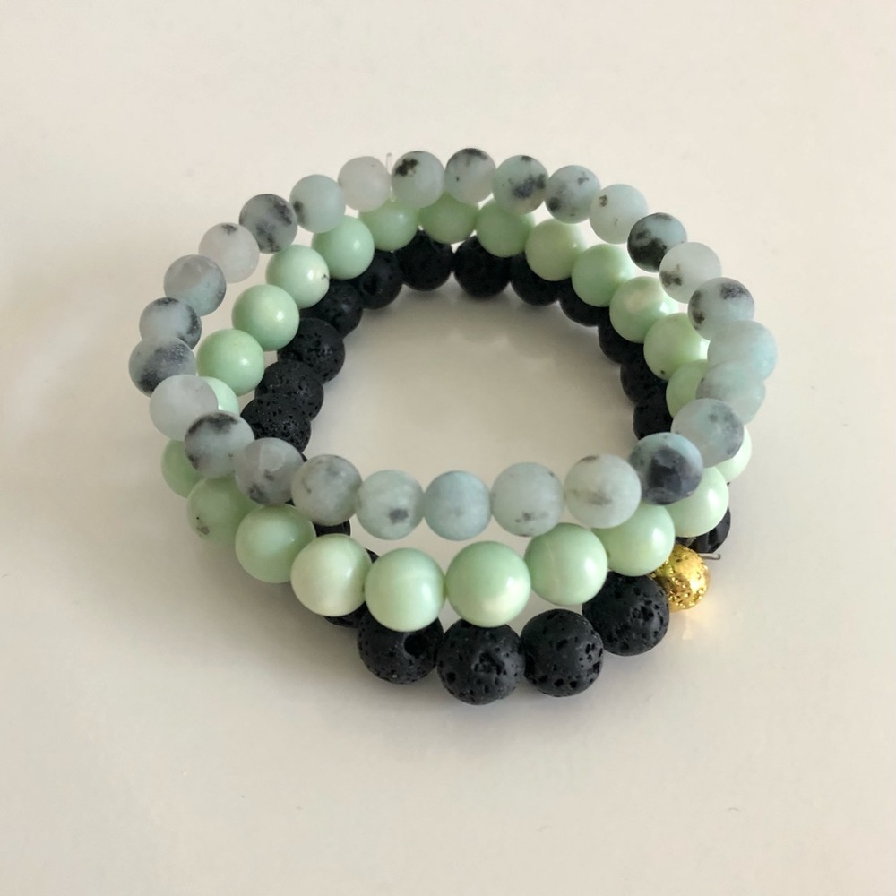 Chrysoprase, Jasper and Lava Bracelet Set